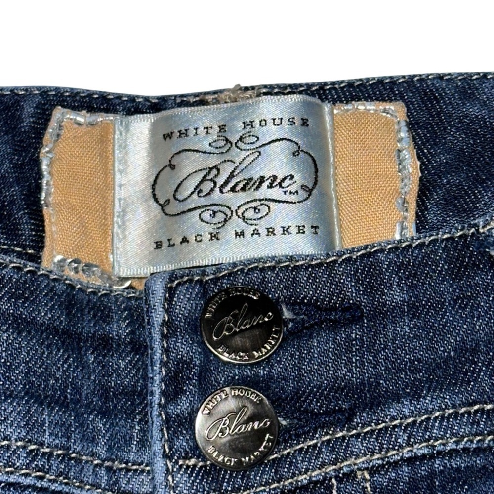White House Black Market Blanc Dark Blue Denim WideLeg size 8r - Picture 3 of 14